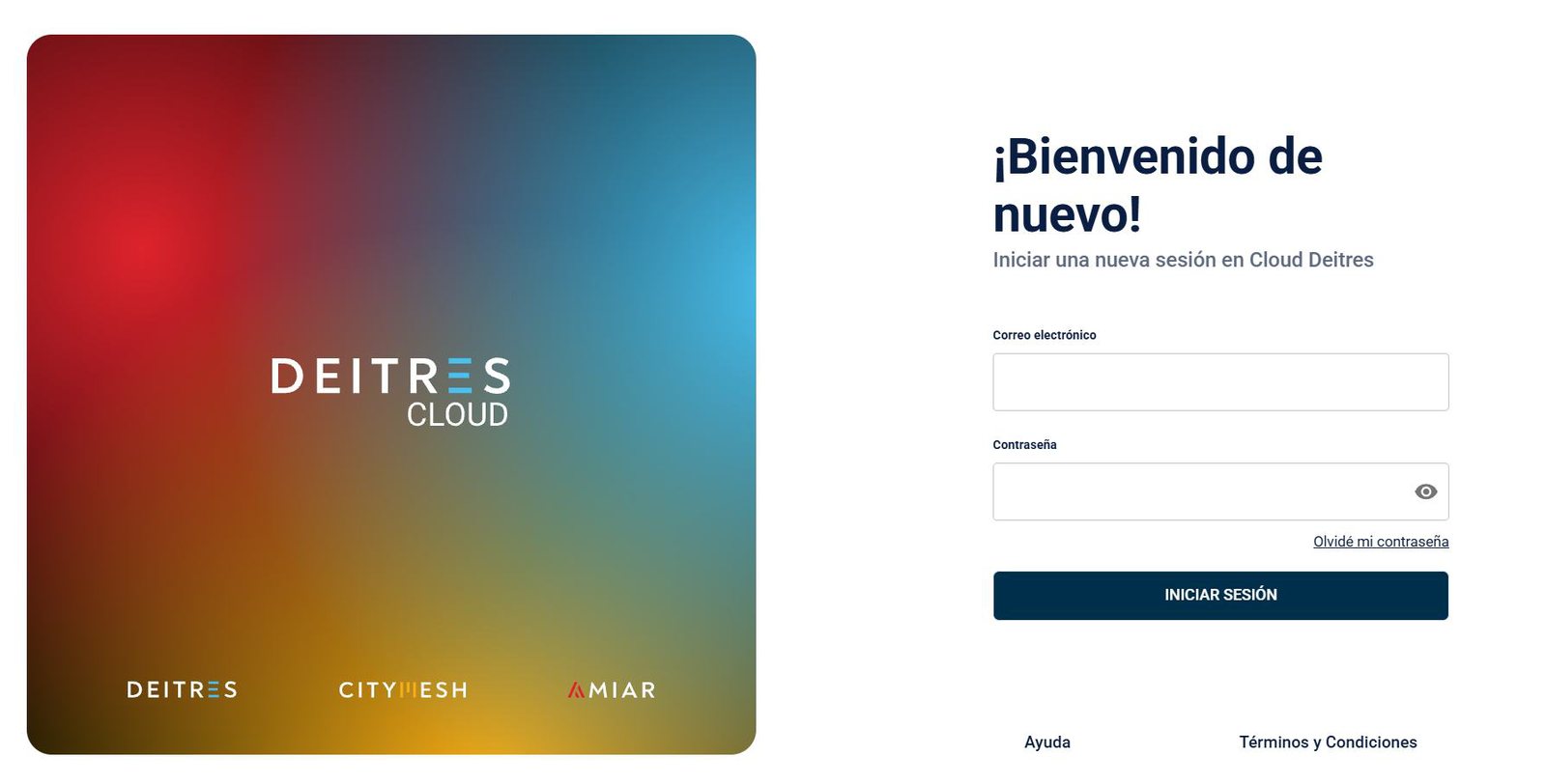 Pantalla de inicio de sesión de Deitres Cloud